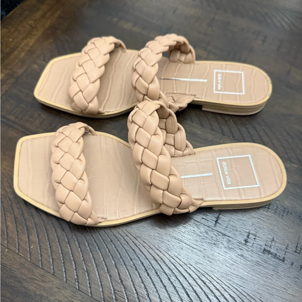 Dolce Vita Braided Double-Strap Slide Sandals in Nude - Picture 2 of 4